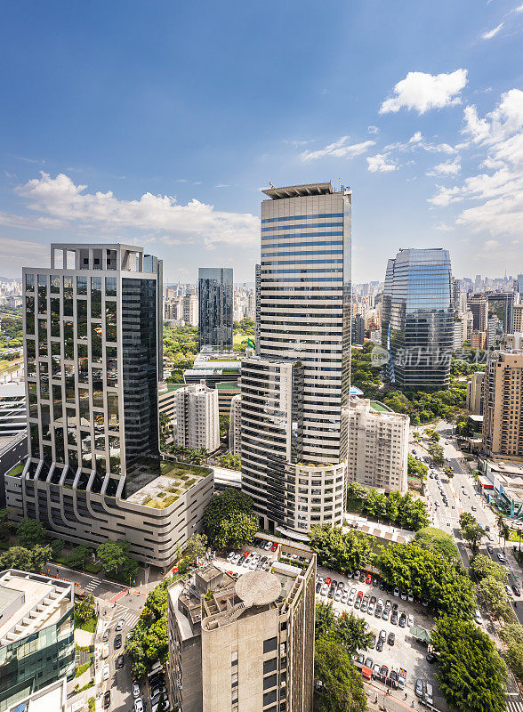 Berrini Avenue Business buildings in a sunny day, São Paulo